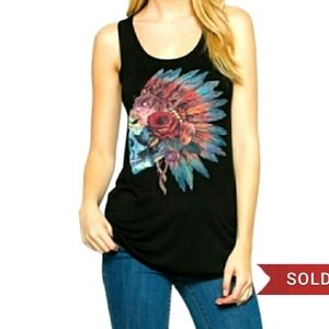 BLACK SKULL RACER BACK TANK TOP